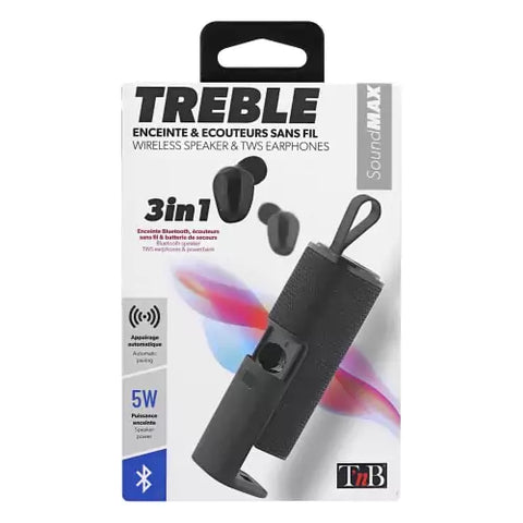 TREBLE Wireless Speaker + Headphones + Power Bank Combo (3 in 1)