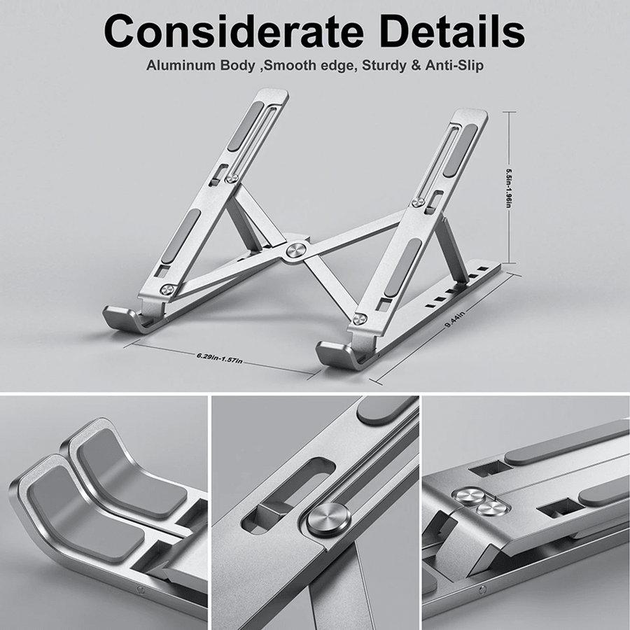 Compro™ Folding Adjustable Aluminum Laptop Stand + FREE POUCH