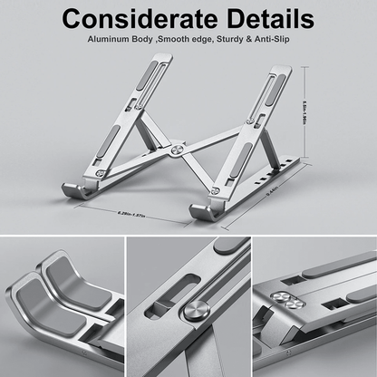 Compro™ Folding Adjustable Aluminum Laptop Stand + FREE POUCH