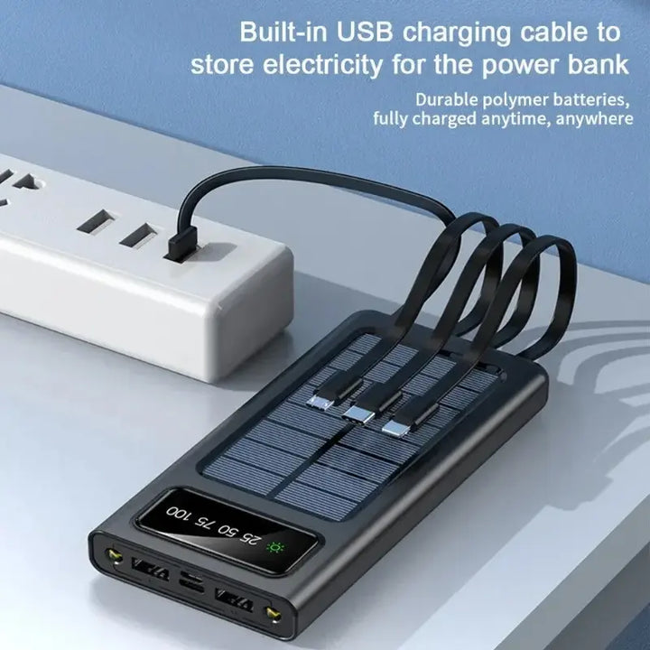 Solar Powerbank 4 in 1 Fast Charging Cable - 10000 mAh