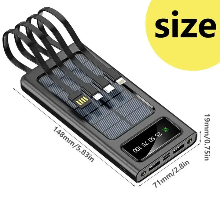 Solar Powerbank 4 in 1 Fast Charging Cable - 10000 mAh