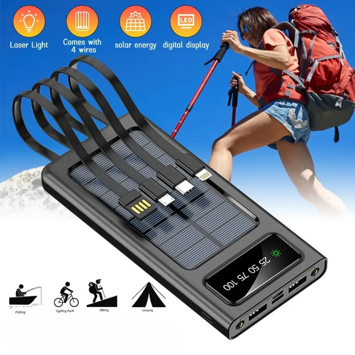 Solar Powerbank 4 in 1 Fast Charging Cable - 10000 mAh