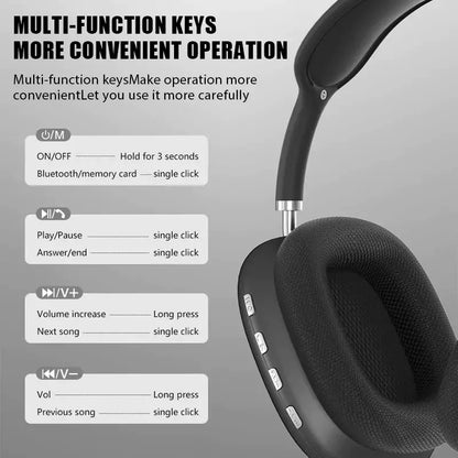 IMPORTED P9 Wireless Bluetooth Headphones With Mic Noise Cancelling Headsets Stereo Sound Earphones Sports Gaming Headphones Supports TF